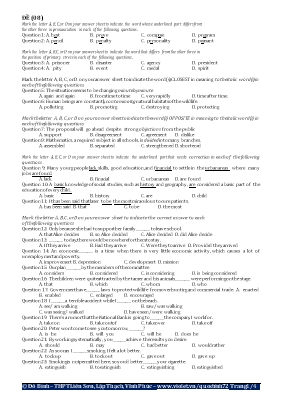 Bộ đề thi thử THPT Quốc gia môn Tiếng Anh - Đỗ Bình
